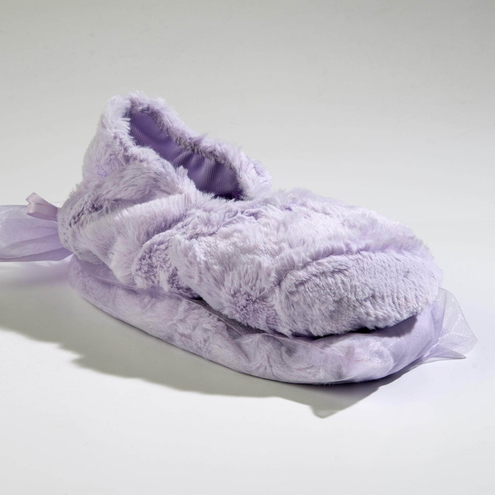 Soft and soothing Lavender Spa Footies in Plush 'Lavender Cloud' fabric, designed to comfort and relax tired feet while releasing the calming scent of lavender for a spa-like experience at home.