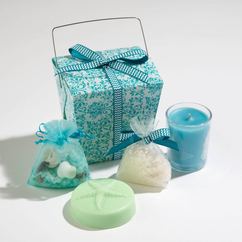 Ocean Aire Take-Out Gift Box with 4 Treasures: A soothing, ocean-inspired collection featuring four luxurious products to calm the mind and refresh the senses, perfect for self-care or gifting.