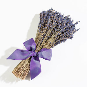 French Lavender Bouquet featuring soft purple blooms tied with a  beautiful bow, perfect for adding a touch of elegance and calming fragrance to any space.